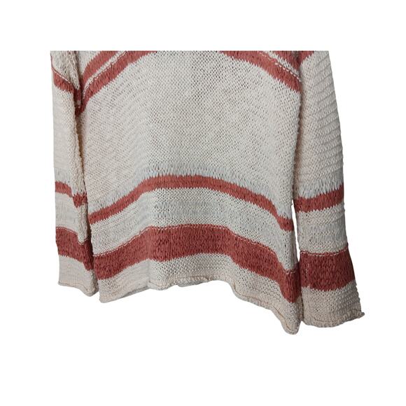 Easel Los Angeles Oversized Open Knit Sweater Small Natural Striped Pullover - Picture 3 of 13